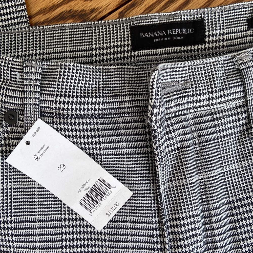 NWT Banana Relublic high rise Houndstooth skinny crop jean 29